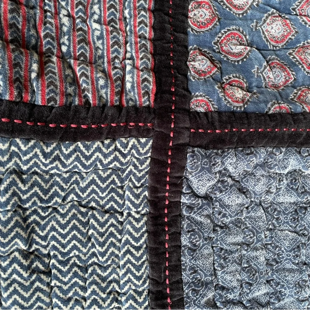 Pottery Barn velvet patchwork king shams set of 2 pillow covers cushions Jori